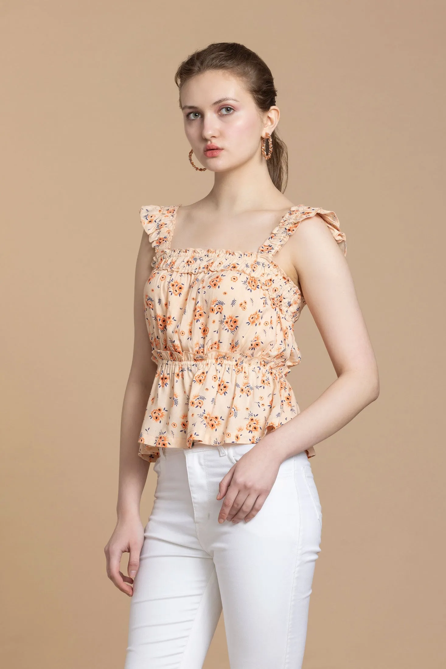 Bohera Sashiko Floral Peplum Top sold by Myra Bag product image thumbnail 3