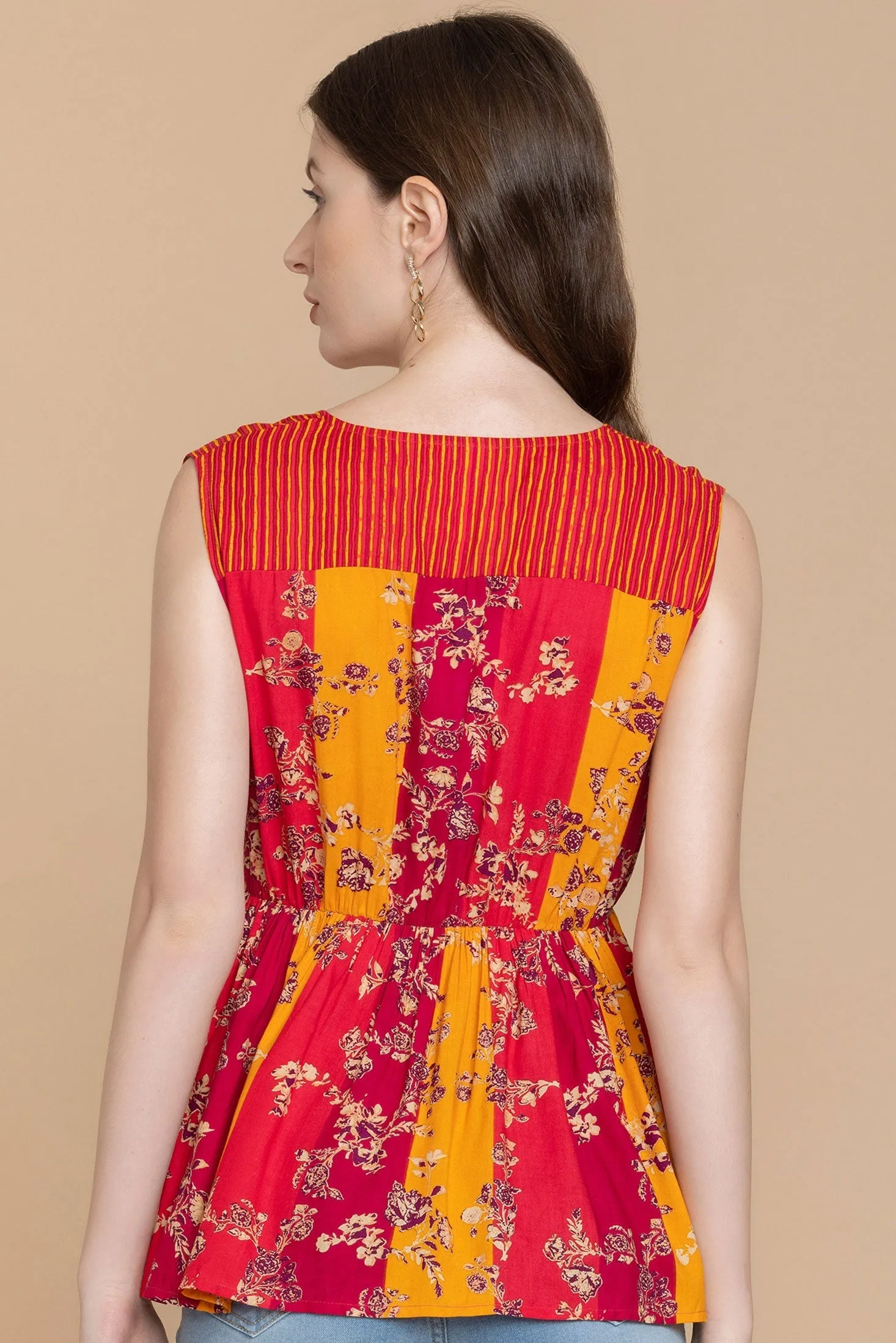 Bohera Grace Anne Color Stripe Sleeveless Peplum Top sold by Myra Bag product image thumbnail 4