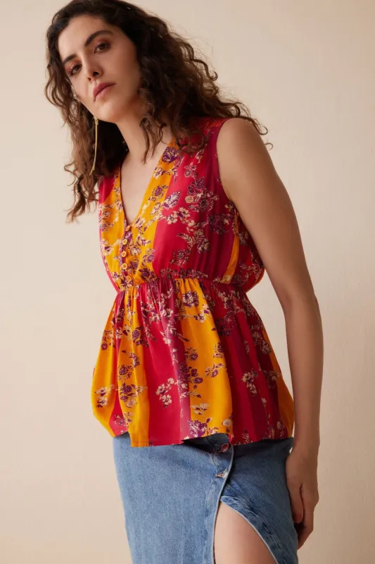 Bohera Grace Anne Color Stripe Sleeveless Peplum Top sold by Myra Bag