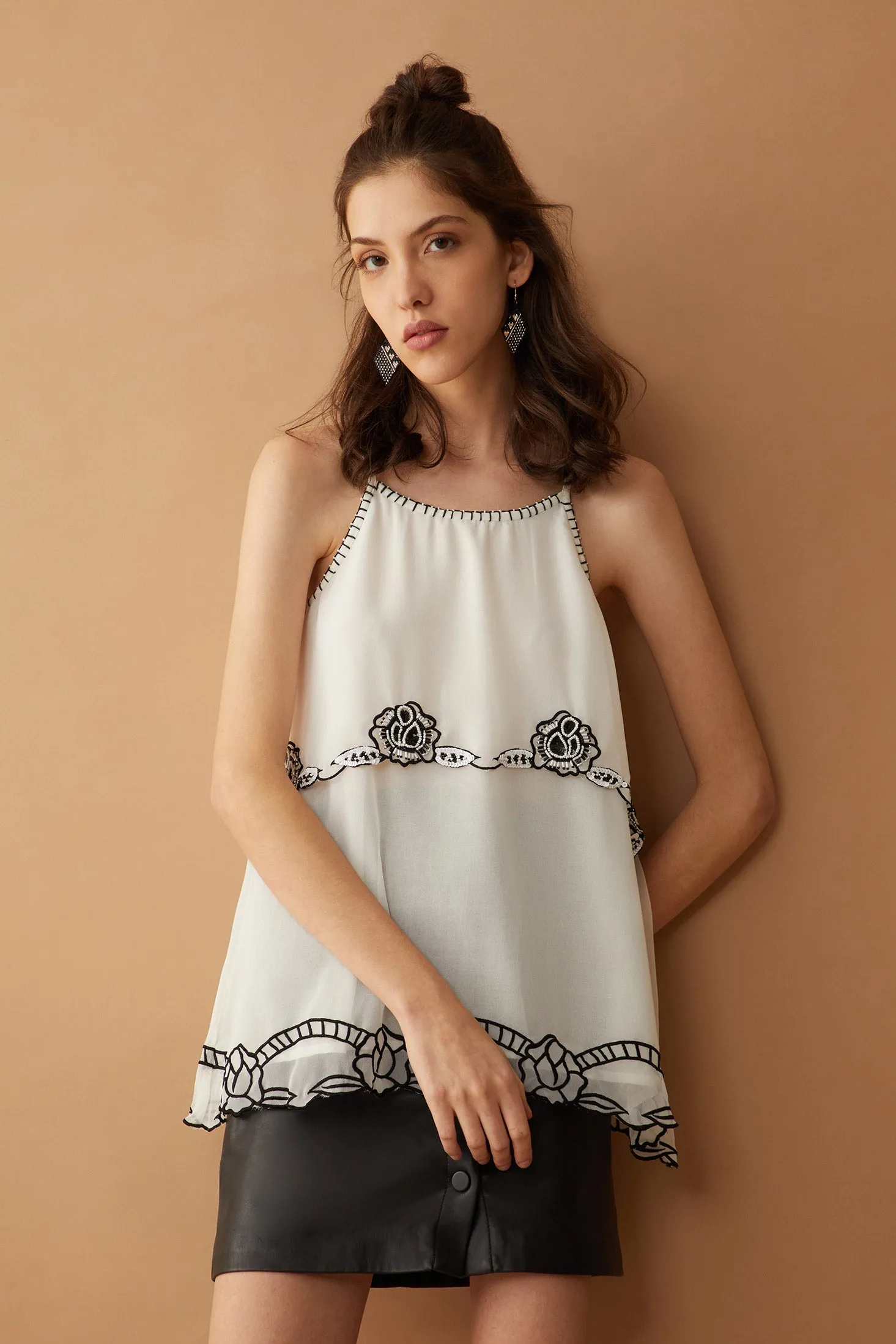 Bohera Aurora Rose EmbroideredTop sold by Myra Bag