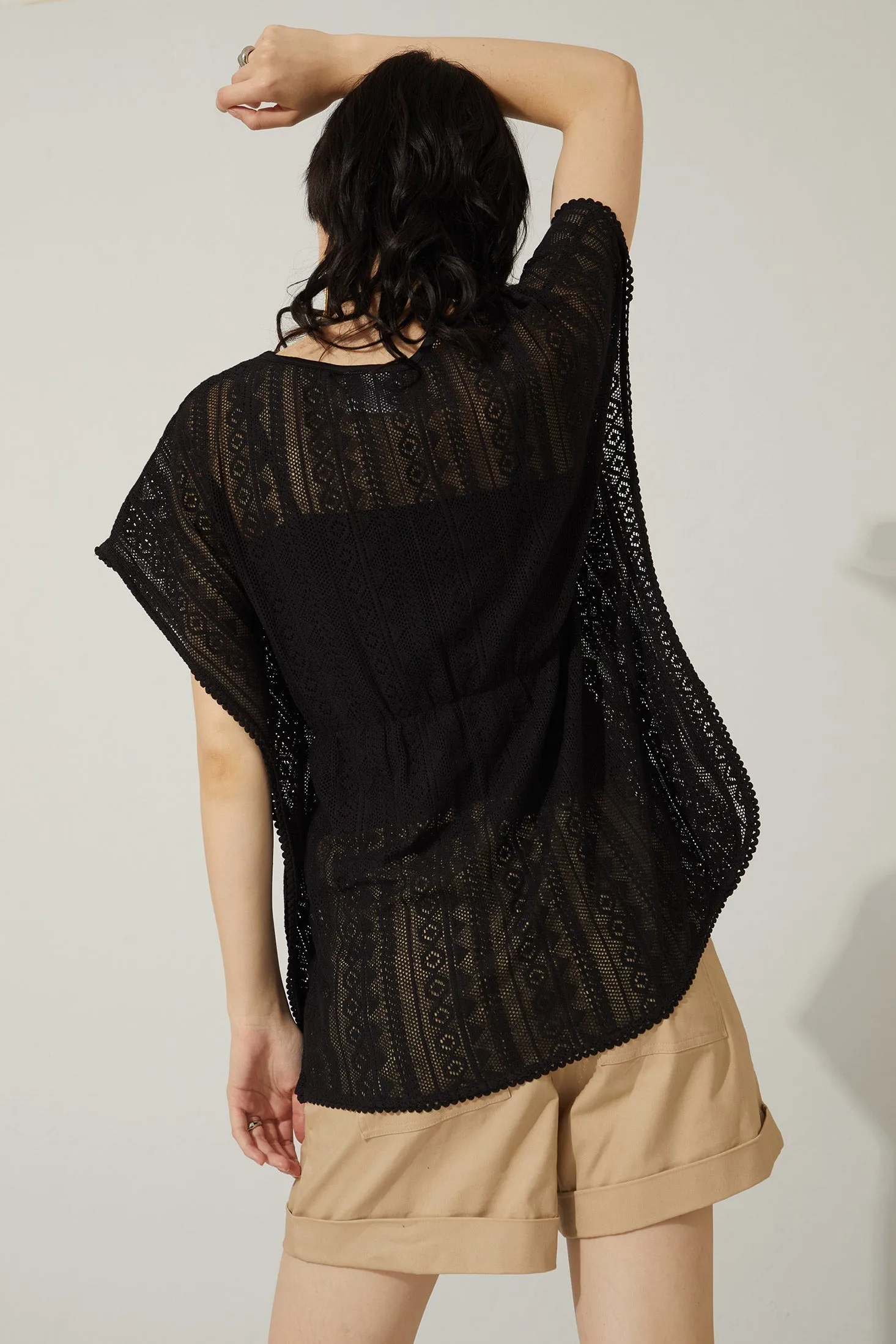 Bohera Tessa Black Lace Tunic Kaftan Top sold by Myra Bag product image thumbnail 4
