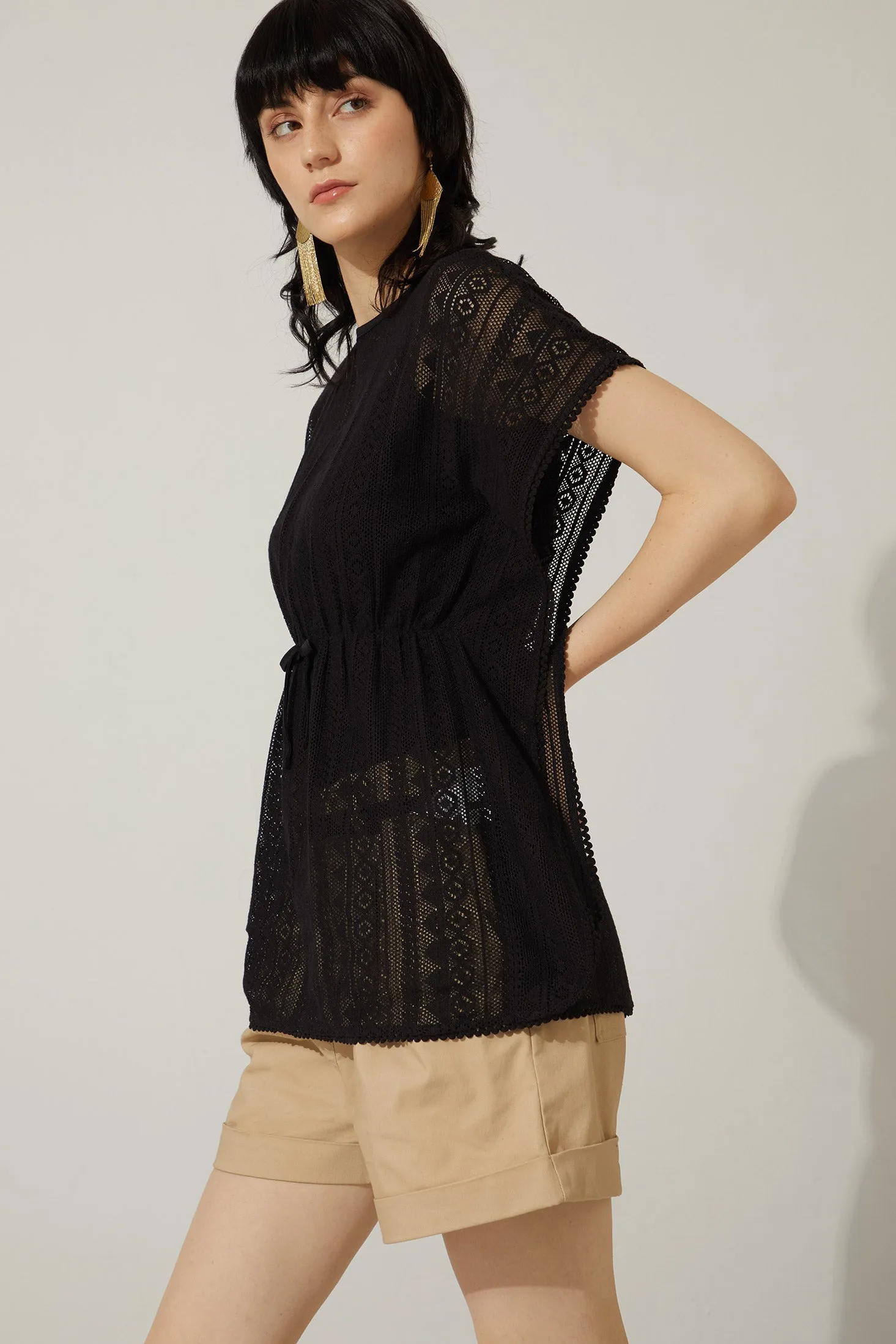 Bohera Tessa Black Lace Tunic Kaftan Top sold by Myra Bag product image thumbnail 2