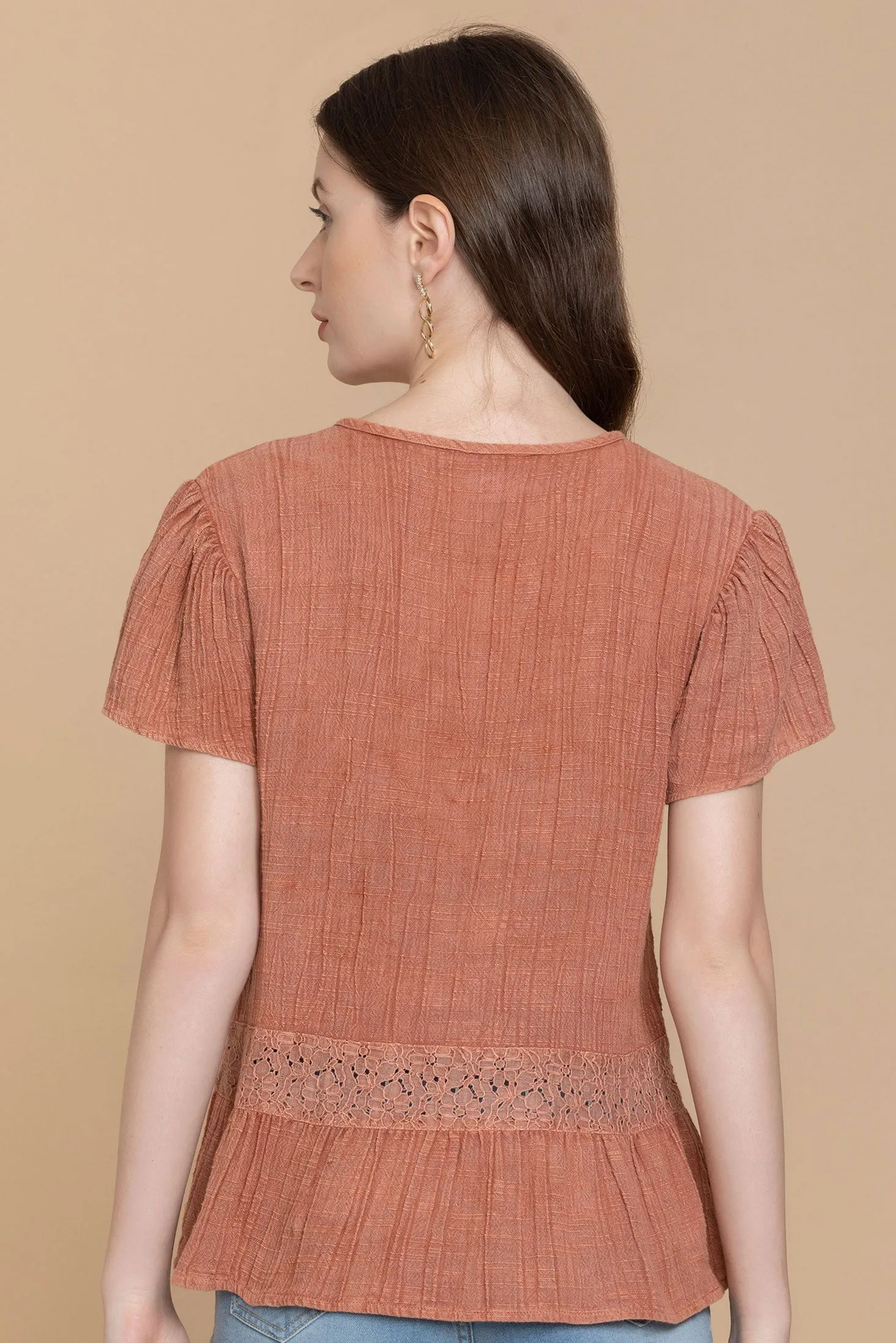 Bohera Kylee Short Sleeve Button Down Washed Top sold by Myra Bag product image thumbnail 3