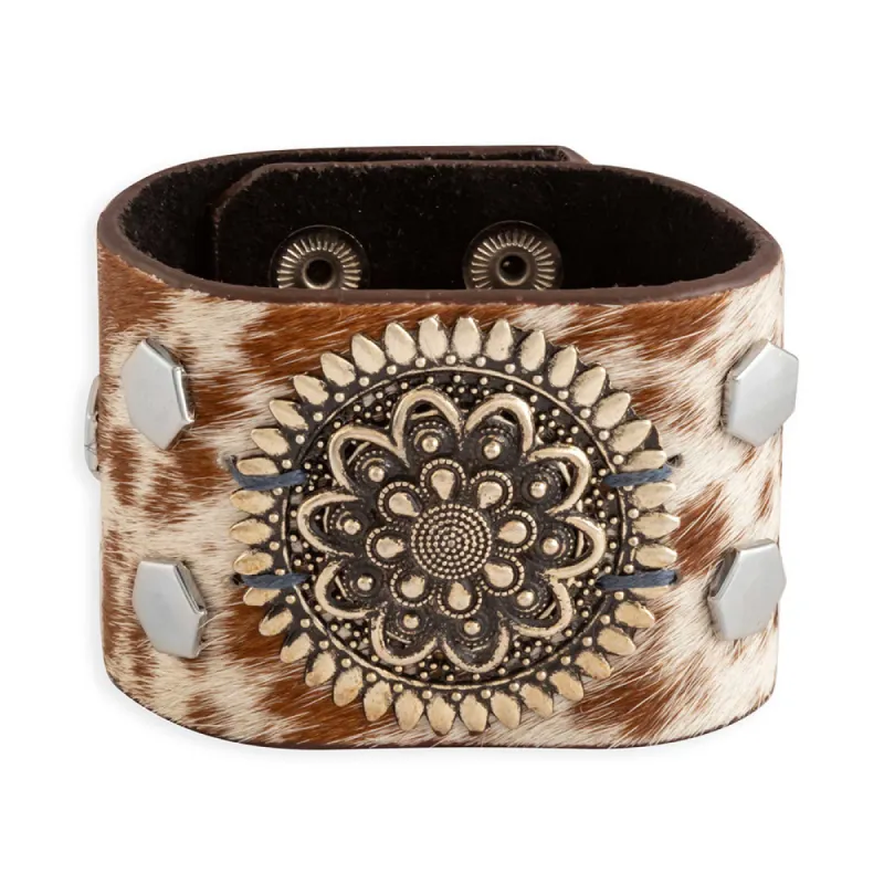 Brandianna Hair-On Hide Cuff Bracelet In Brown sold by Myra Bag
