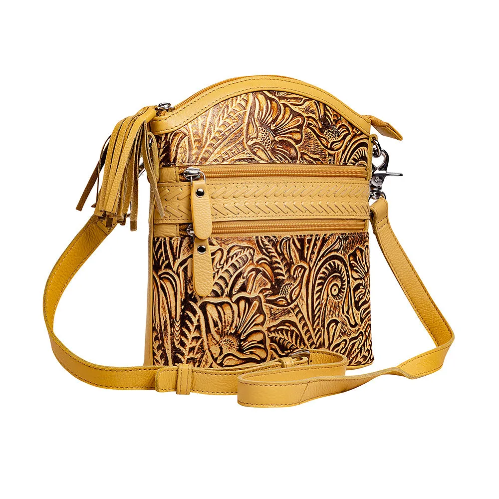 Clarendon Embossed Leather Bag in Yellow sold by Myra Bag product image thumbnail 2