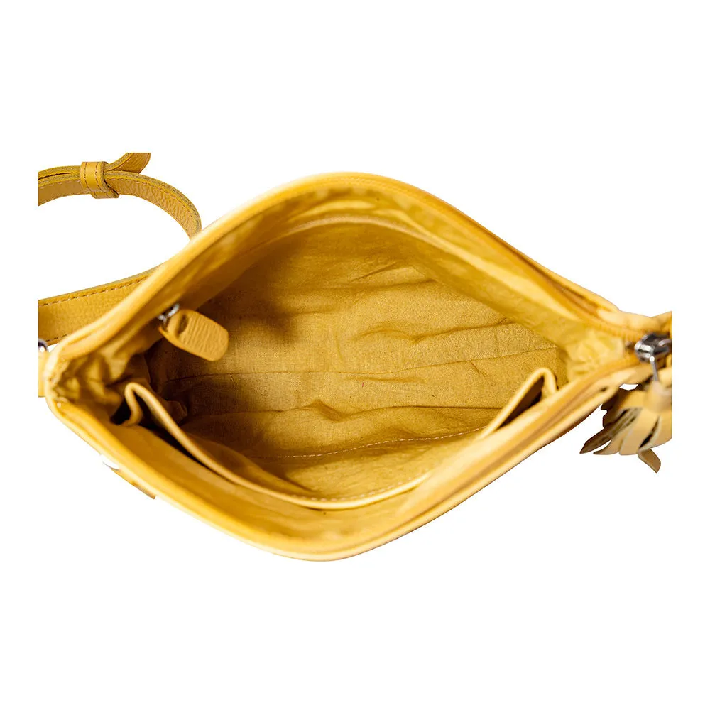 Clarendon Embossed Leather Bag in Yellow sold by Myra Bag product image thumbnail 4