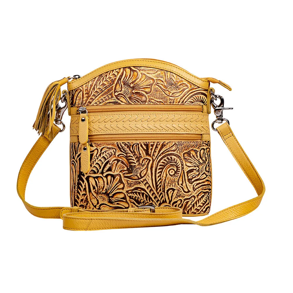 Clarendon Embossed Leather Bag in Yellow sold by Myra Bag
