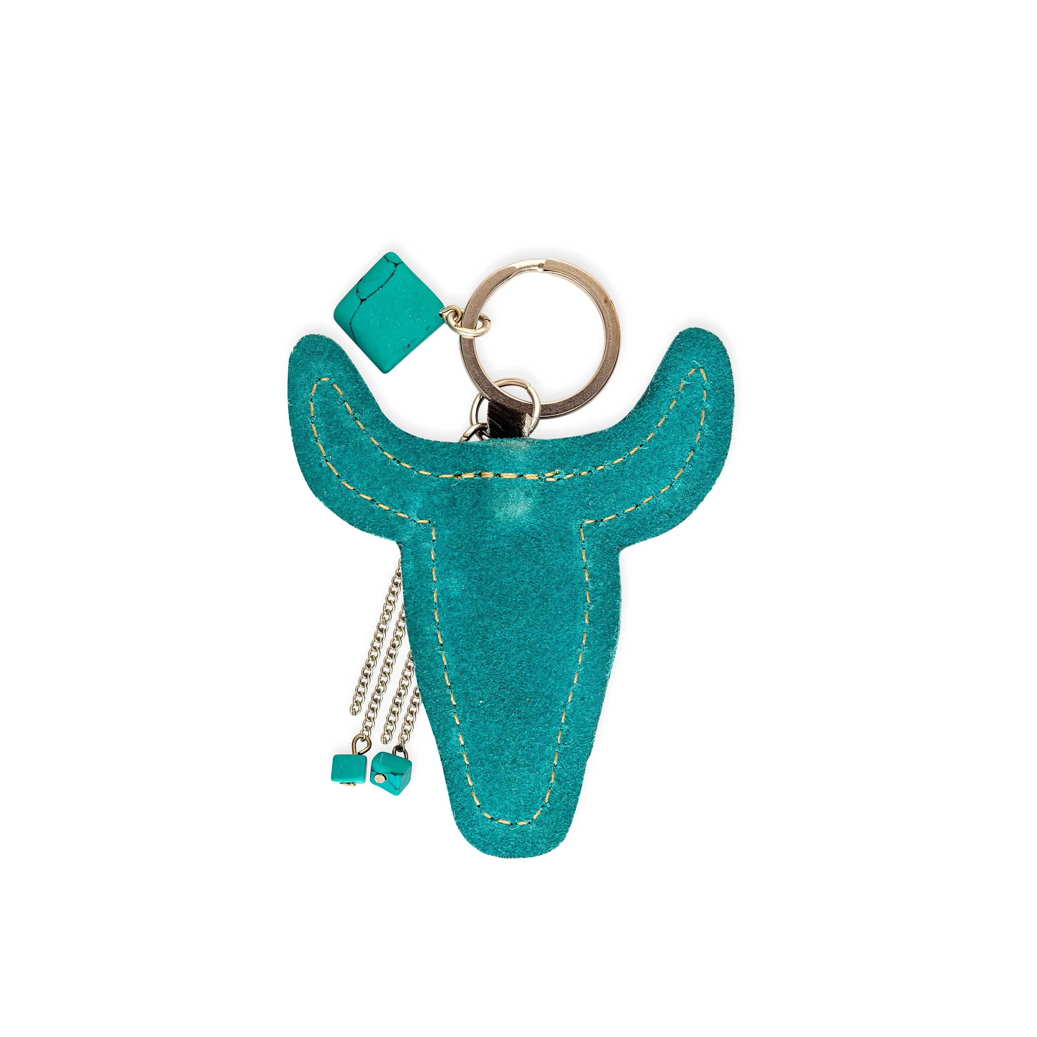 Buffalo Head Hair-On Hide Key Fob In Turquoise sold by Myra Bag product image thumbnail 2