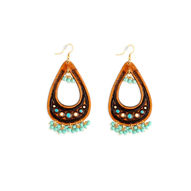 Camellia Hand-Tooled Leather Earrings sold by Myra Bag