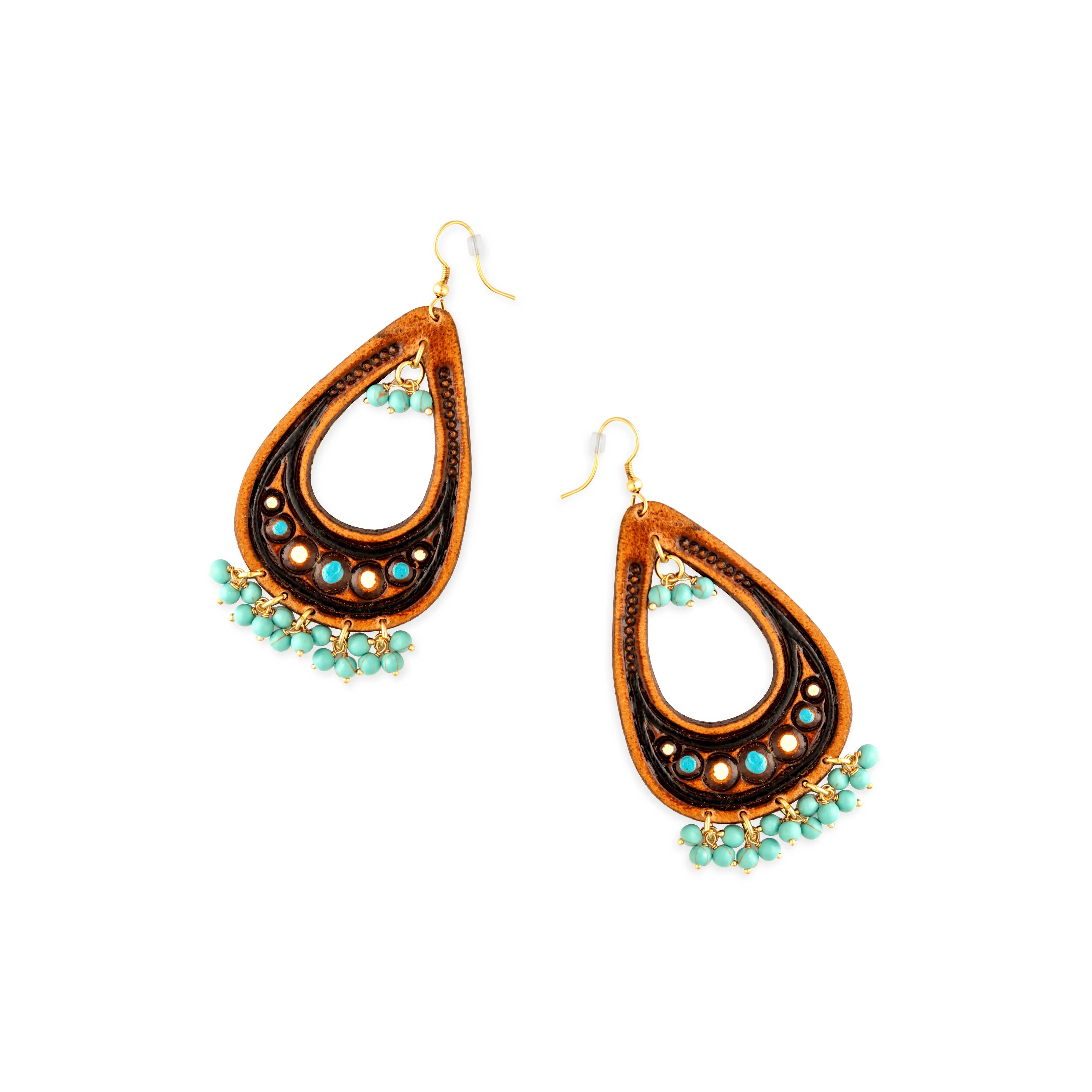 Camellia Hand-Tooled Leather Earrings sold by Myra Bag product image thumbnail 2
