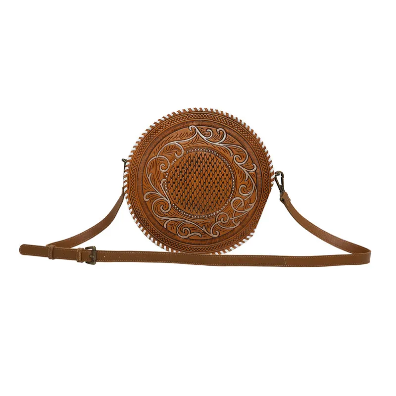 Boho Mahogany ROUND BAG sold by Myra Bag