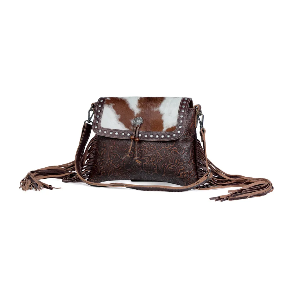 Carved Blossoms Leather & Hairon Bag sold by Myra Bag product image thumbnail 2