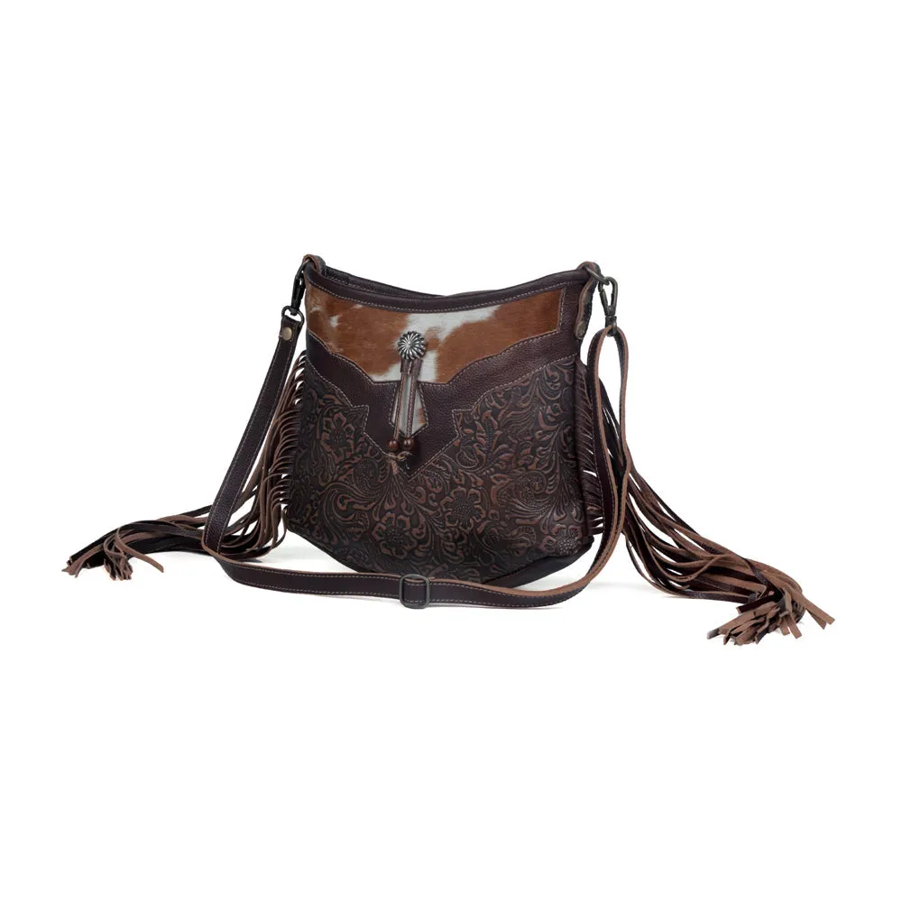 Sculpted Brown Leather & Hairon Bag sold by Myra Bag product image thumbnail 2