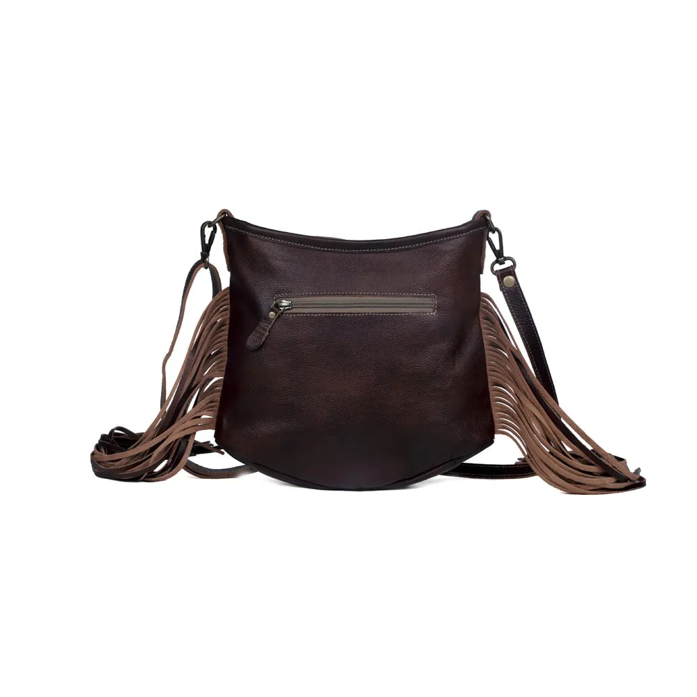 Sculpted Brown Leather & Hairon Bag sold by Myra Bag product image thumbnail 3