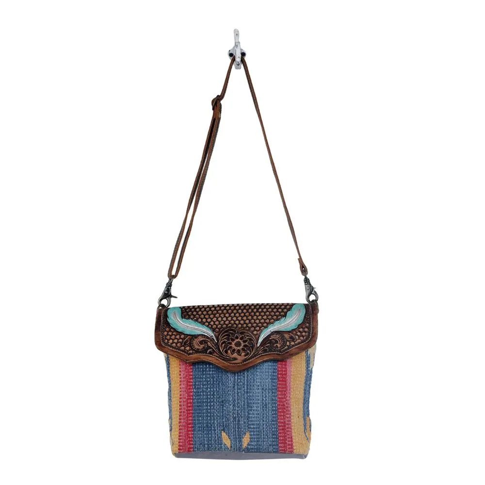 BLUE FEATHER HAND TOOLED BAG sold by Myra Bag product image thumbnail 4