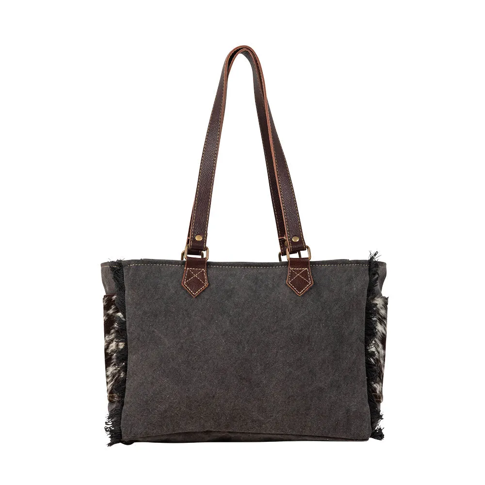 Rosalinda Cross Stitched Canvas & Hairon Bag. sold by Myra Bag product image thumbnail 3