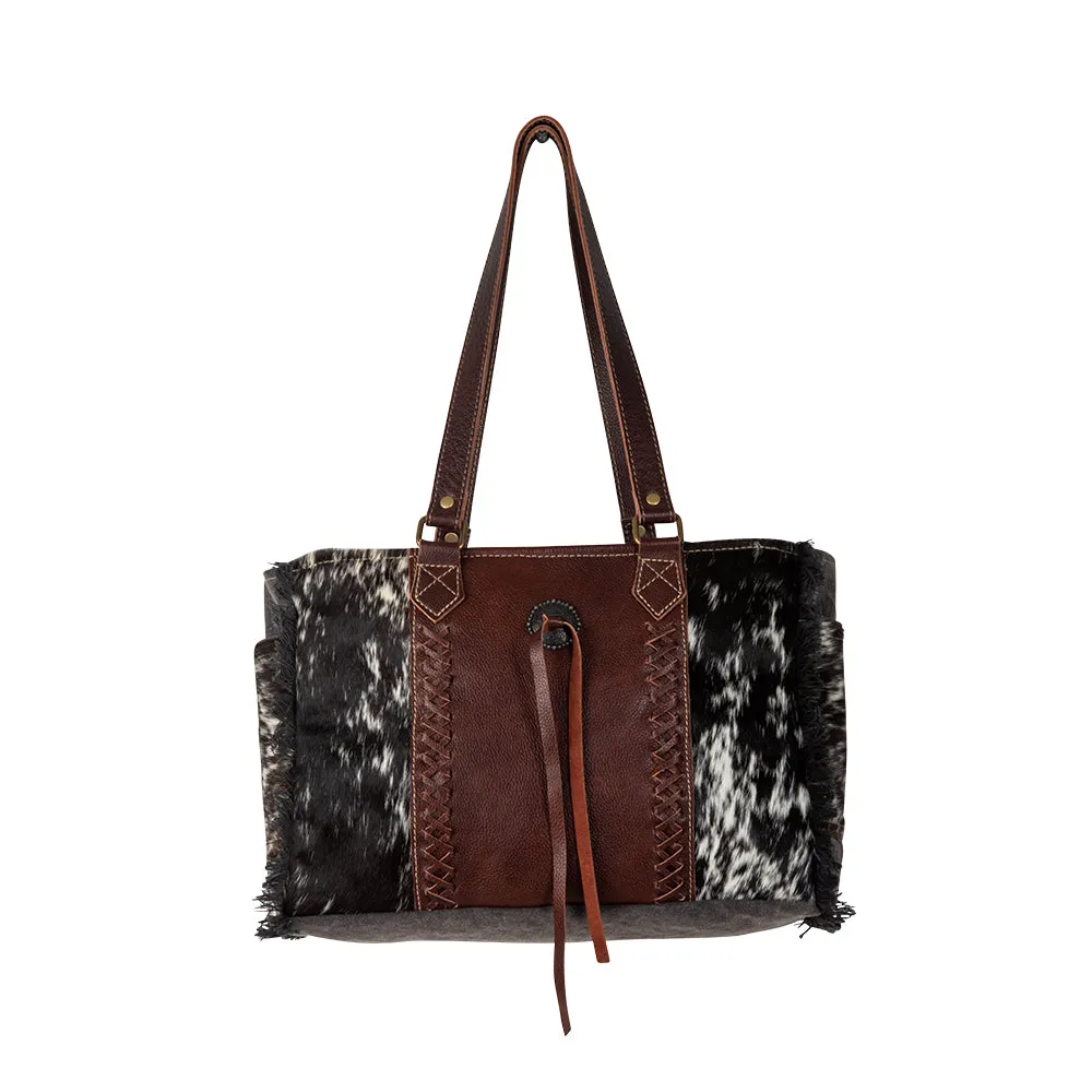 Rosalinda Cross Stitched Canvas & Hairon Bag. sold by Myra Bag product image thumbnail 4