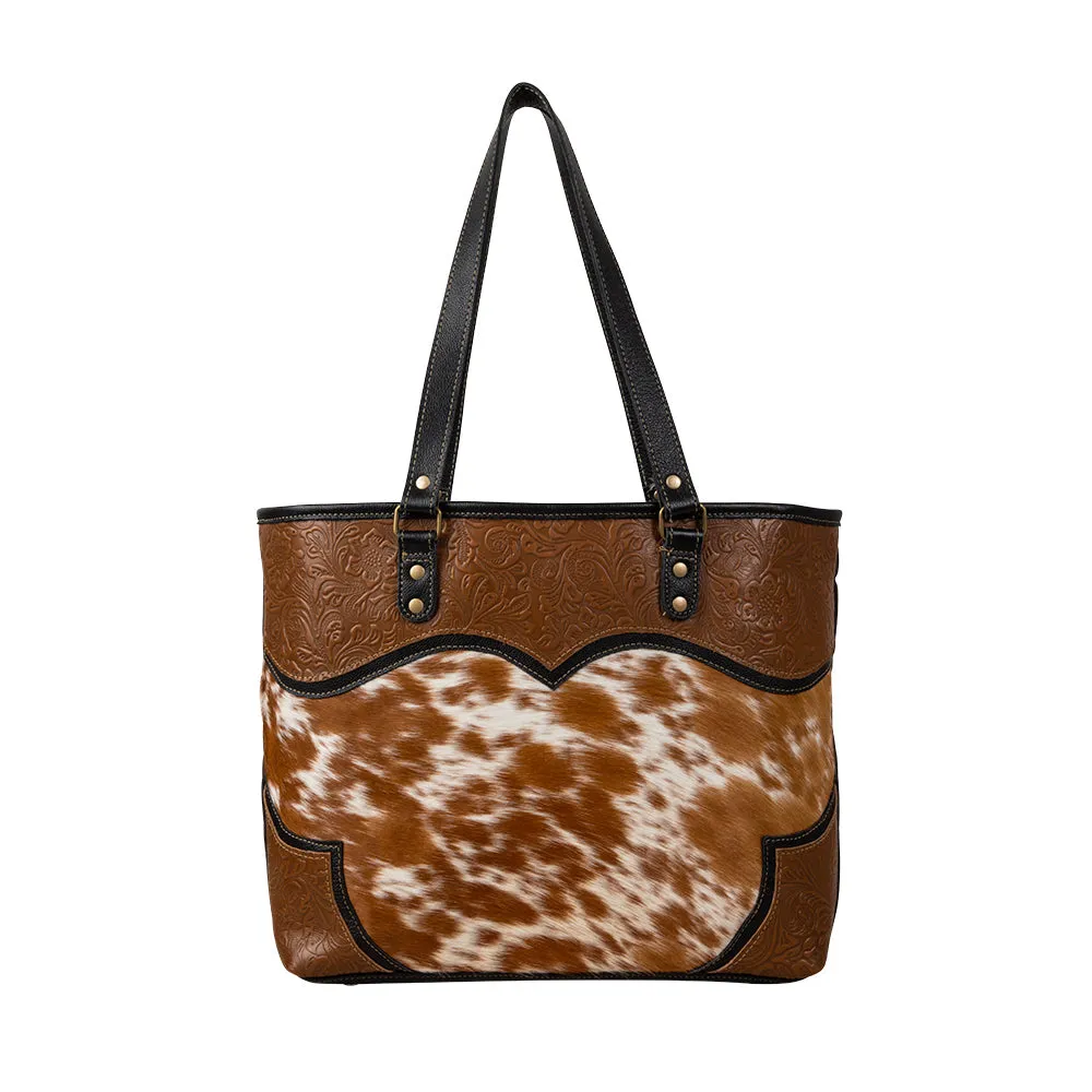 Cattle Brun Canvas & Hairon Bag sold by Myra Bag