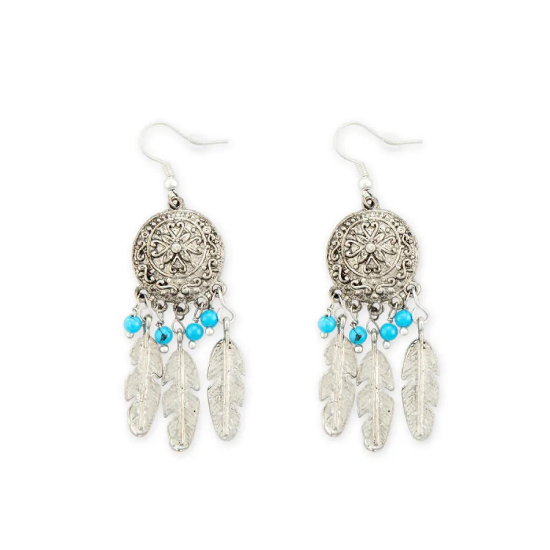 Wish Of Feathers Silver Earrings sold by Myra Bag