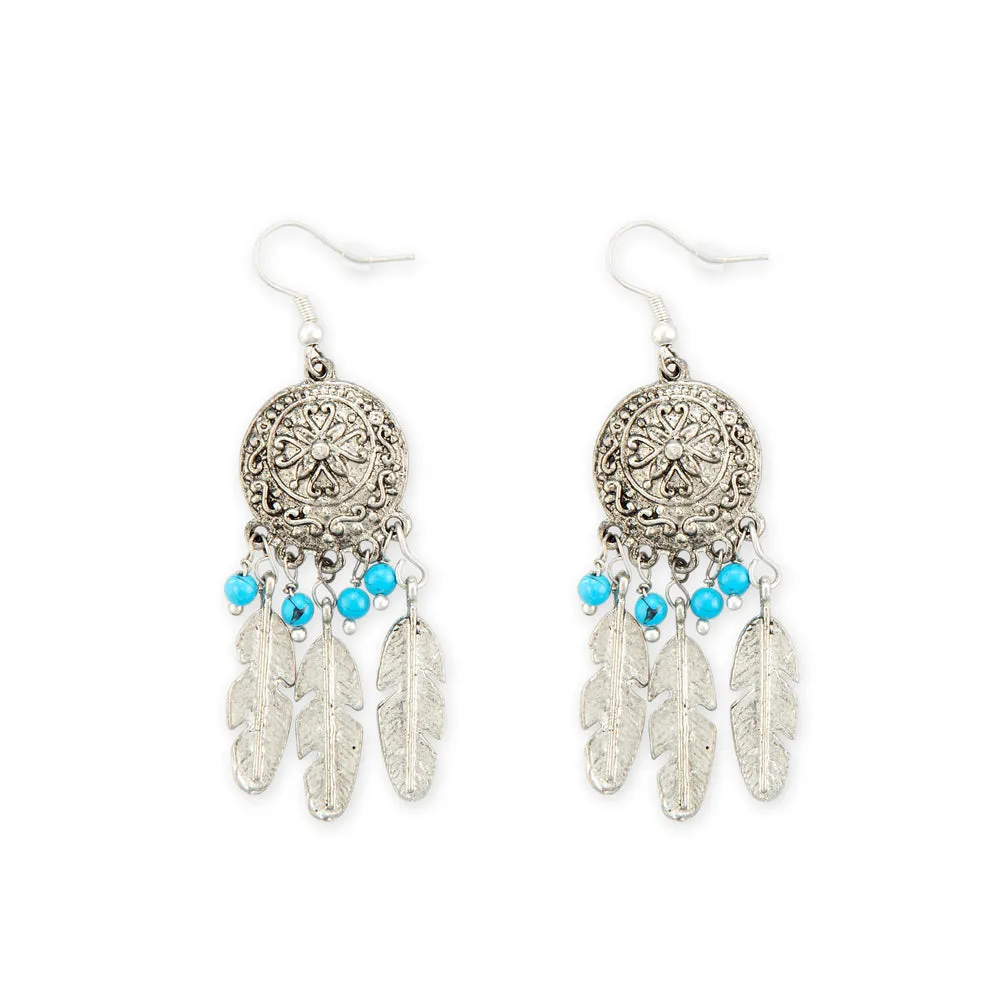 Wish Of Feathers Silver Earrings sold by Myra Bag