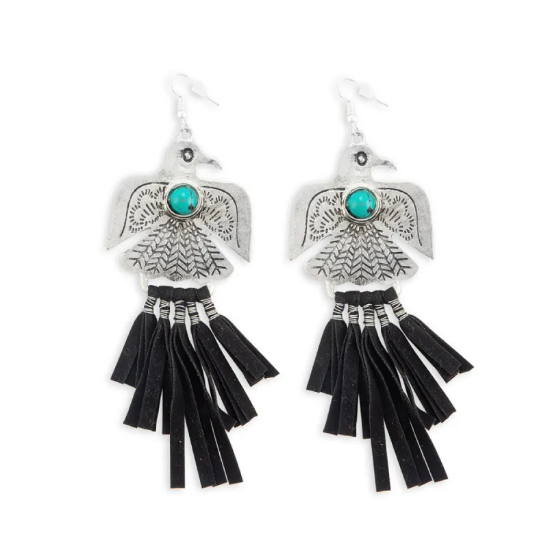 Thunderbird Rising Tassled Earrings made by Myra Bag