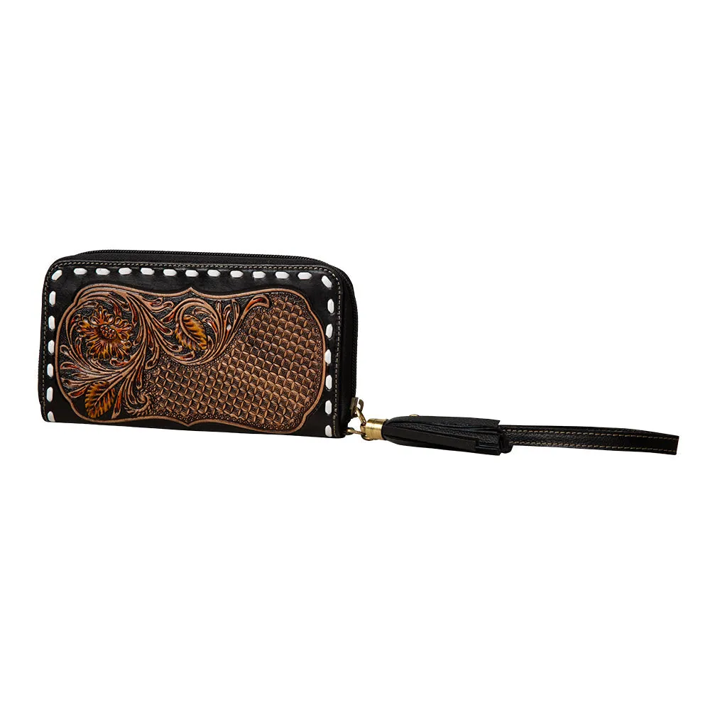Bison Canyon Blooms Hand-Tooled Clutch Wallet sold by Myra Bag product image thumbnail 3