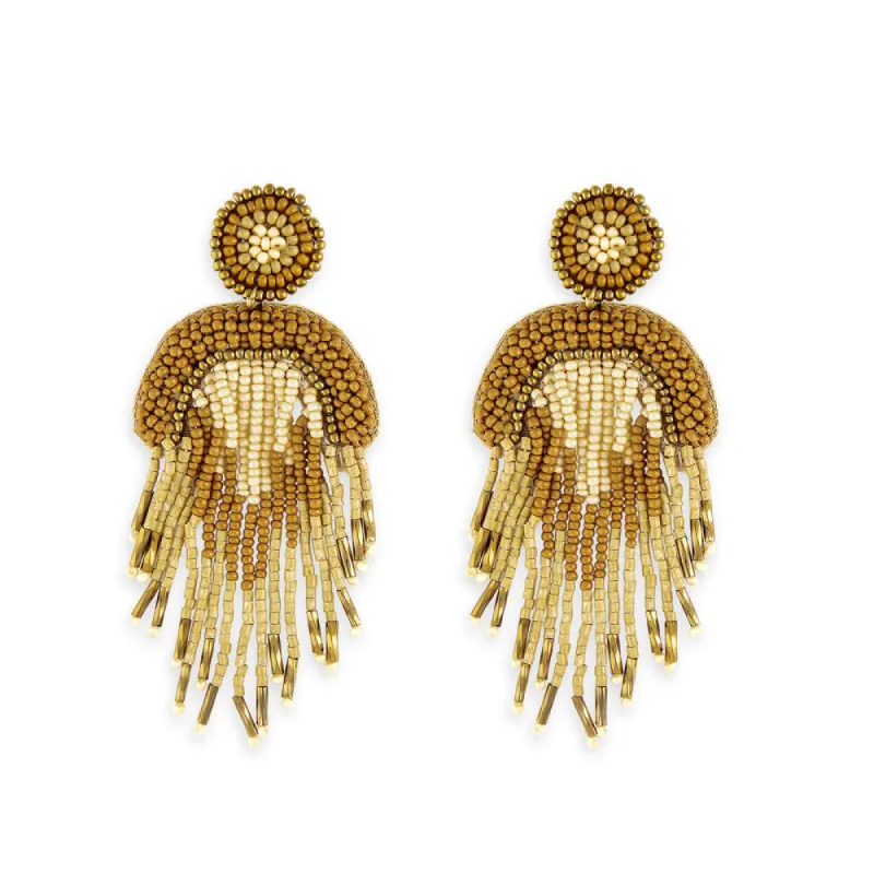 Folklore Embrace Beaded Earrings In Wheat sold by Myra Bag