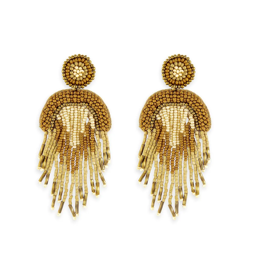 Folklore Embrace Beaded Earrings In Wheat sold by Myra Bag