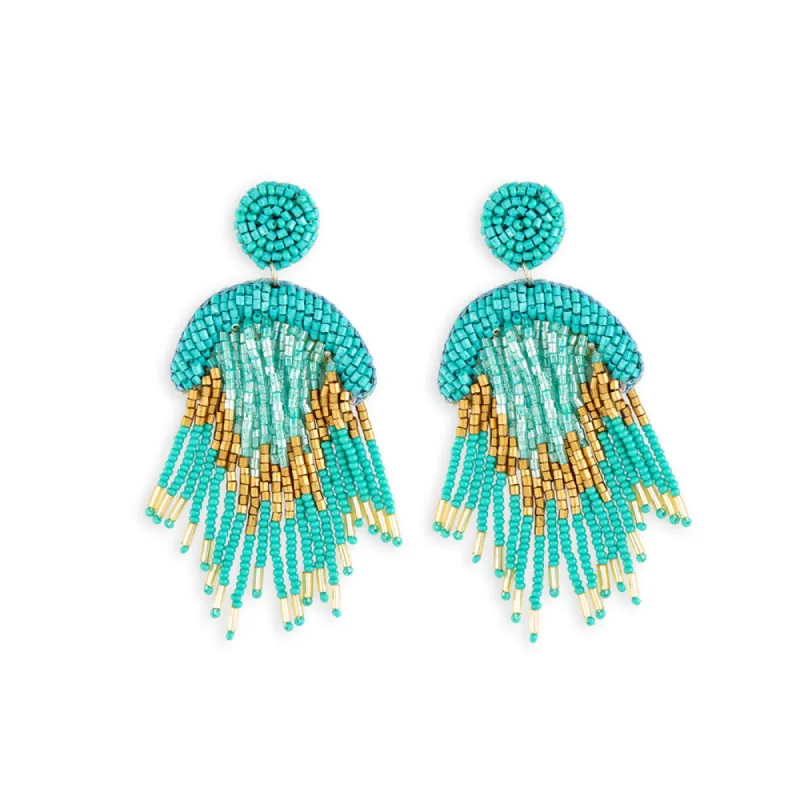 Folklore Embrace Beaded Earrings In Turquoise sold by Myra Bag