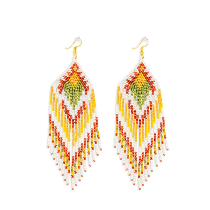 Rain Dance Beaded Earrings In Corn Yellow sold by Myra Bag