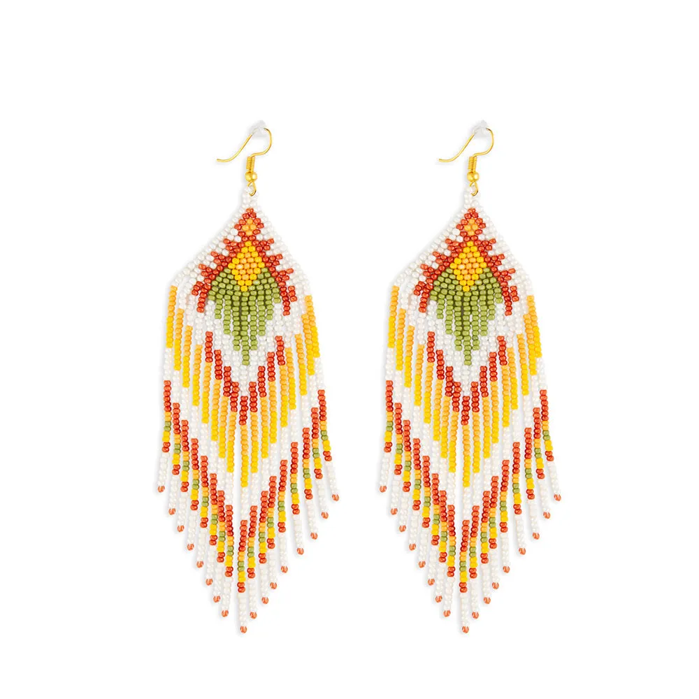 Rain Dance Beaded Earrings In Corn Yellow sold by Myra Bag