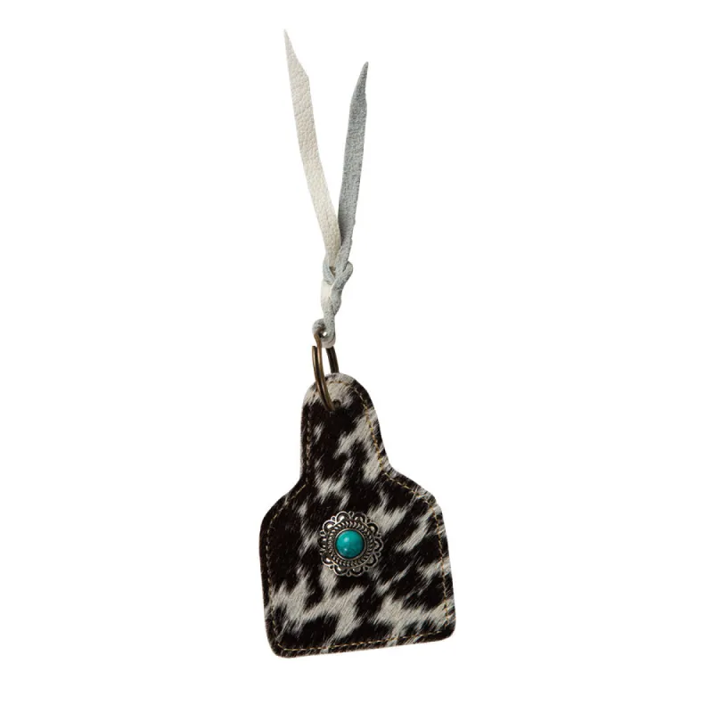 Prairie Home Stitched Hairon Hide Key Fob sold by Myra Bag