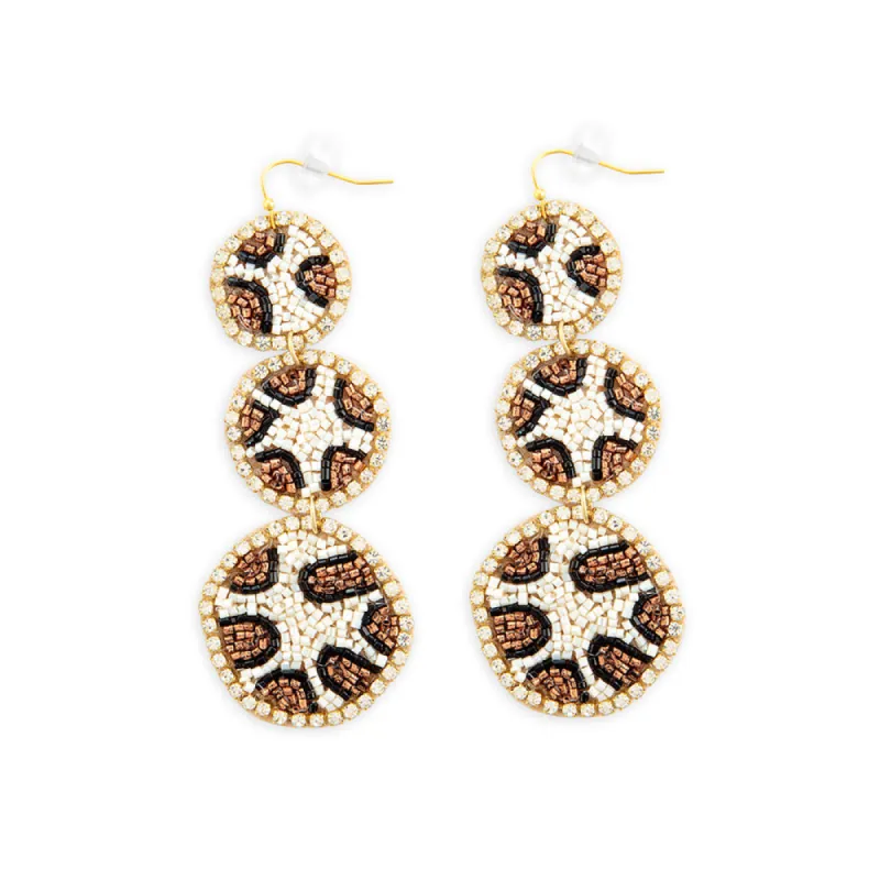 Crouching Leopard Beaded Earrings sold by Myra Bag