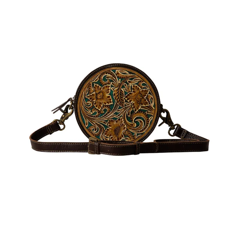 Magnolia Lane Hand-Tooled Round Bag sold by Myra Bag