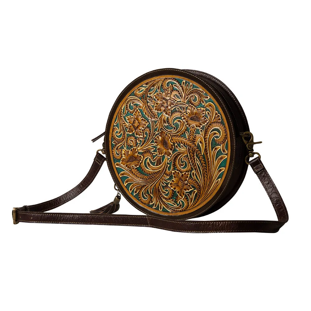 Magnolia Morn Hand-Tooled Round Bag sold by Myra Bag product image thumbnail 2