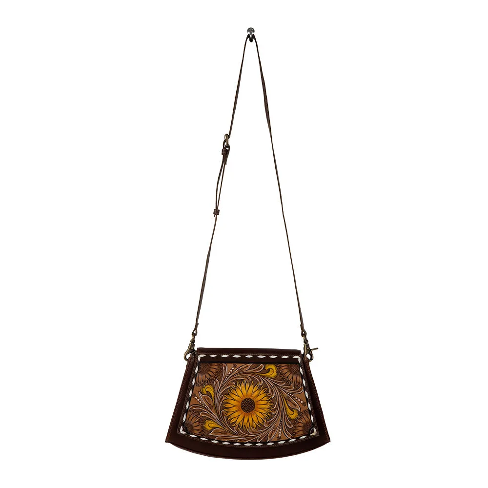 Showy Sunflower Trapezoid Hand-Tooled Bag sold by Myra Bag product image thumbnail 4
