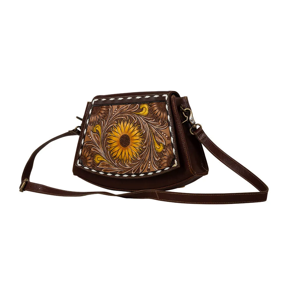 Showy Sunflower Trapezoid Hand-Tooled Bag sold by Myra Bag product image thumbnail 2