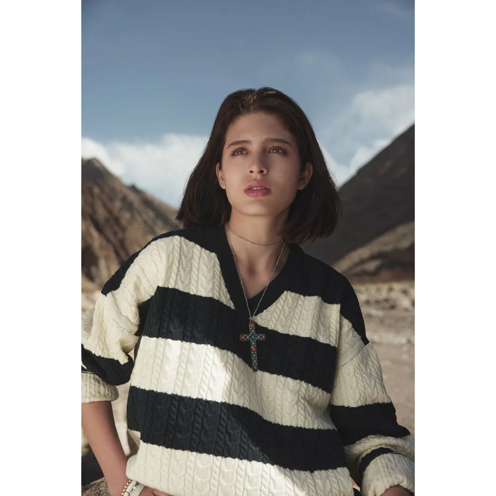 Beaded Stones Cross Necklace sold by Myra Bag product image thumbnail 4