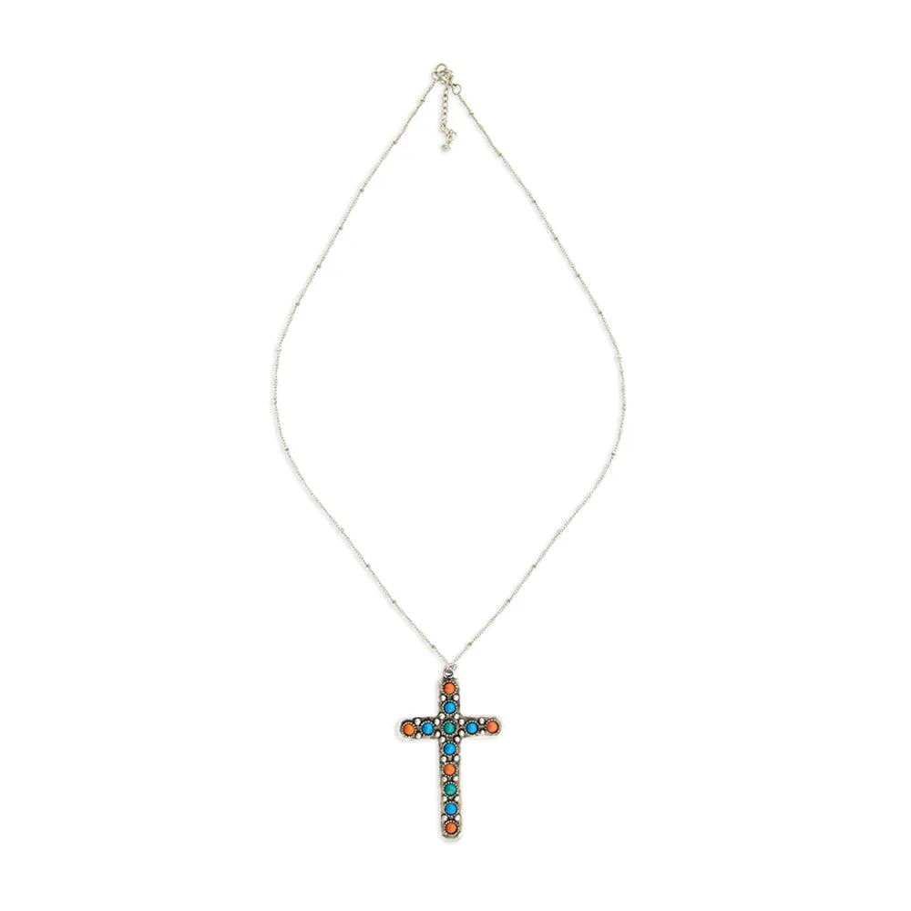 Beaded Stones Cross Necklace sold by Myra Bag product image thumbnail 2