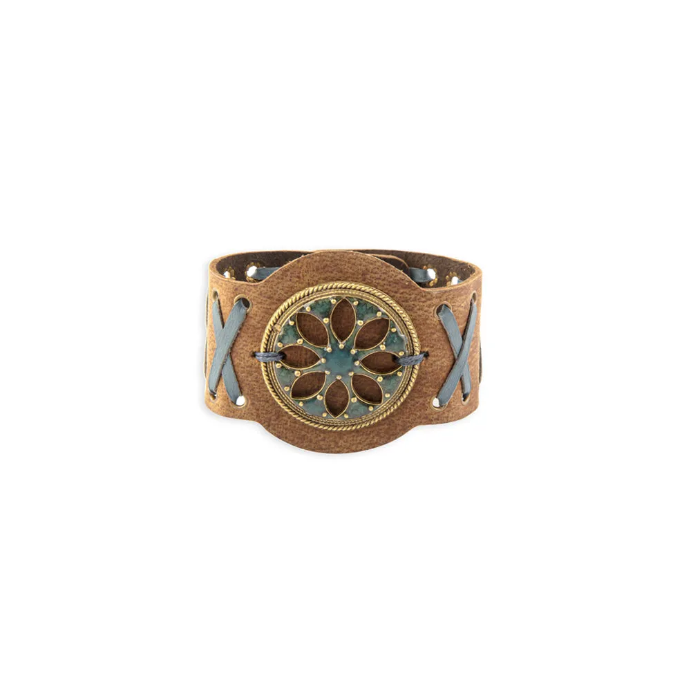Wind Song Leather & Medallion Cuff Bracelet sold by Myra Bag product image thumbnail 4