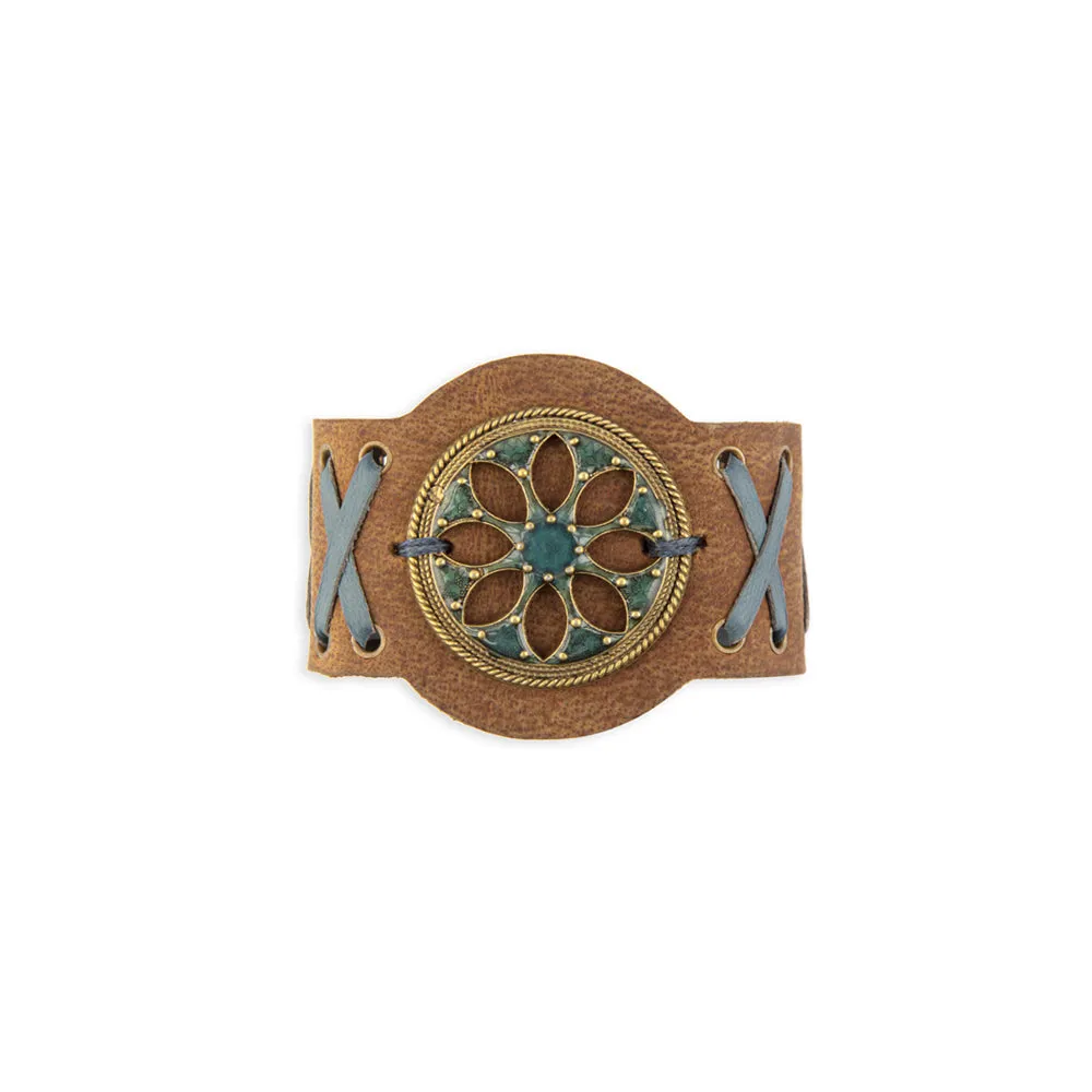 Wind Song Leather & Medallion Cuff Bracelet sold by Myra Bag product image thumbnail 2