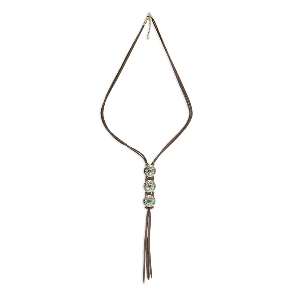 Silver Mare Mini Concho Leather Fringe Necklace sold by Myra Bag product image thumbnail 2