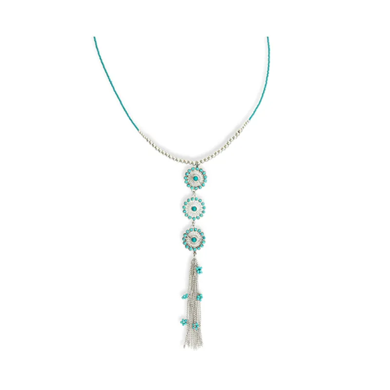 Bloom Flower Mini Concho Tassled Necklace sold by Myra Bag