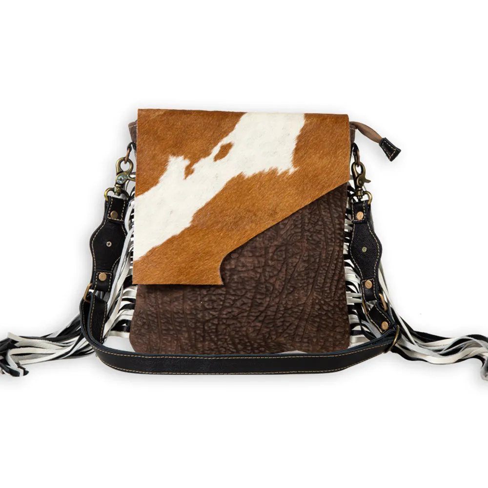Stratford Trail Fringed Concealed-Carry Bag In Brown & White sold by Myra Bag