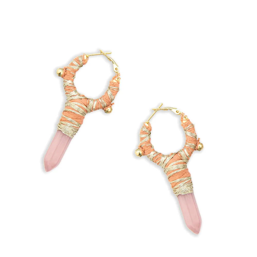 Goddess Delight Woven, Beaded Earrings With Crystal Charm sold by Myra Bag product image thumbnail 2