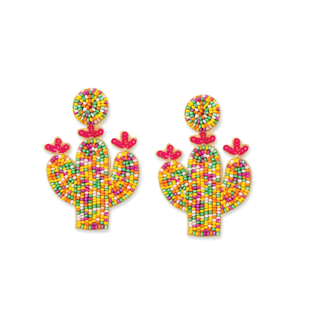 Cactus Joy Beaded Earrings in Multicolor sold by Myra Bag