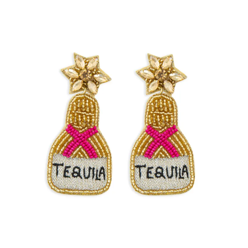 Tequila Bottle Beaded Earrings sold by Myra Bag