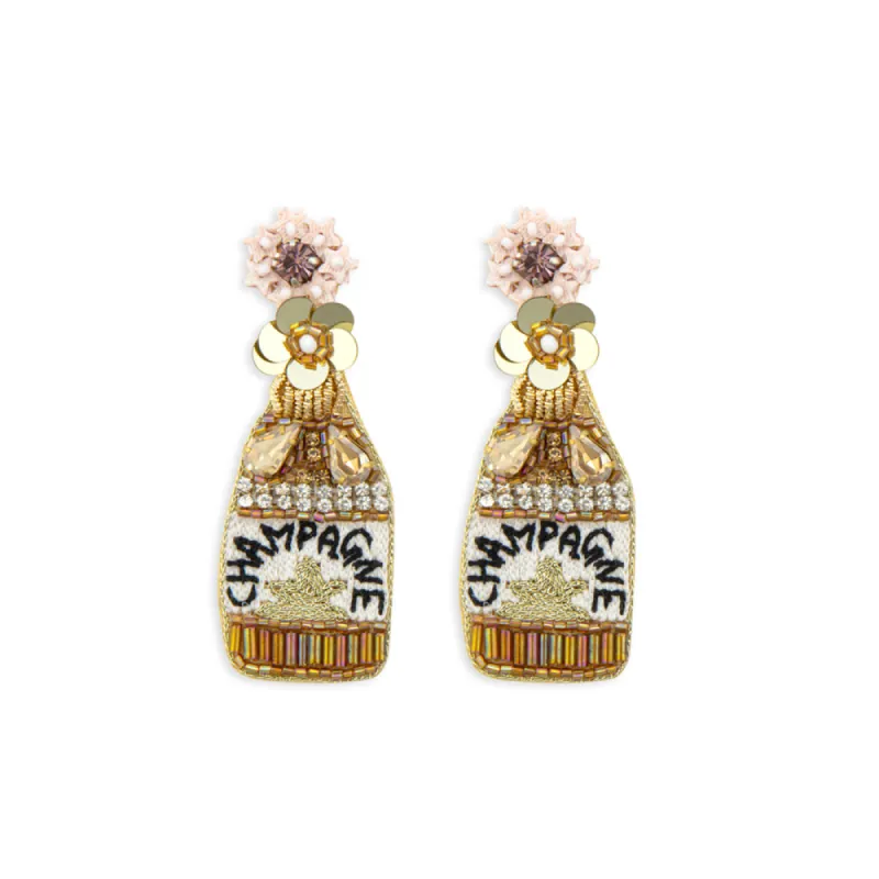 Champagne Bottle Beaded Earrings made by Myra Bag