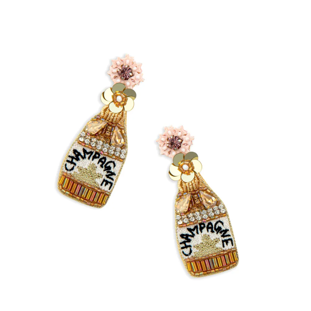 Champagne Bottle Beaded Earrings sold by Myra Bag product image thumbnail 2