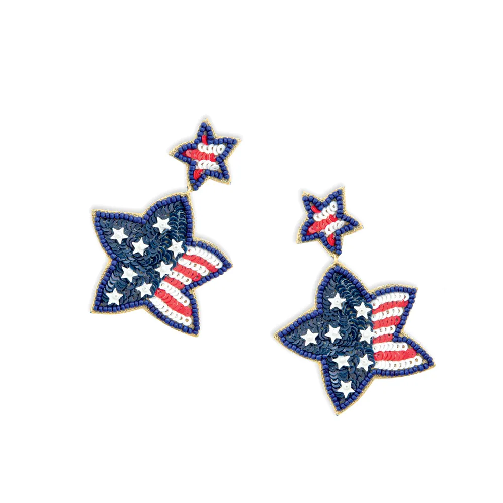 Red White & Blue Star Beaded Earrings sold by Myra Bag product image thumbnail 2
